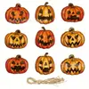 Nuevo Set de Calabazas de Terror de Halloween de 9 Piezas, Decoración de Ambiente para Fiestas, Adornos Colgantes de Calabaza, Colgantes Decorativos de Madera