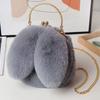 Bolso con orejas de conejo de peluche, bolso con hebilla, bolso de hombro, bolso de mensajero portátil para mujer, bolso con cadena para teléfono móvil, bolso redondo pequeño de moda que combina con todo