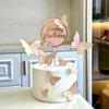Tarjeta de pastel acrílica con estampado de mariposas de feliz cumpleaños con dorado estilo transfronterizo. Decoración de pastel con mariposas.