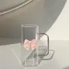 Vaso de Agua Cuadrado Transparente Sencillo con Asa de Lazo, Vaso con Popote de Vidrio, Taza de Vidrio Resistente a Altas Temperaturas para Café y Leche, Vaso de Vidrio