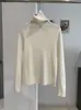 KEKEZOON Suéter de punto de manga larga con cuello alto, suave y cómodo, ajustado al hombro, adelgazante, color liso para mujer 8992