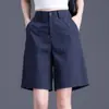 Pantalones Cortos Cómodos para Mujer para Verano, Nuevos Pantalones de Cinco Puntos Finos Transpirables Estilo Traje, Pantalones Casuales Rectos de Longitud Media para Mujer