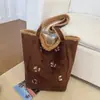Bolsa Saco Fofa Dachshund Retrô Outono e Inverno 2025 Nova Lã de Cordeiro Bolsa Tote de Ombro Grande Capacidade Dupla Face