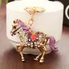 Pingente Chaveiro Cavalo de Strass de Alta Qualidade Estilo Coreano Feito de Liga de Zinco, Anel de Chaveiro de Cavalo do Zodíaco Venda por Atacado