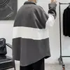 Cárdigan suéter para hombre de primavera y otoño, estilo coreano, alta gama, corte holgado, diseño de bloques de color, estilo preppy, único, versátil, prenda exterior casual