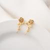 Brincos de Rosa com Pérola Banhados a Cobre Ouro 18K Verdadeiro Zircônia Incrustada Preservação da Cor Acessórios para Brincos DIY Feitos à Mão Ouro Branco