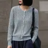 Cárdigan de punto con cuello redondo de diseñador para mujer, novedad Otoño/Invierno 2026, abrigo suéter color albaricoque, prenda exterior informal de alta calidad