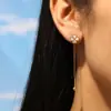 Nuevos Pendientes Coreanos de Nicho Combinación de Cuatro Corazones Trébol de Cuatro Hojas Estilo Ins Moda Elegantes Versátiles Pendientes de Acero de Titanio