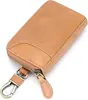 Direto do fabricante: Estojo de couro genuíno para chave de carro, organizador de chaves de grande capacidade, bolsa com zíper de grande capacidade, com impressão de logotipo disponível
