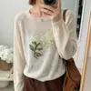 Suéter de punto de mohair con bordado floral para mujer, nuevo estilo otoño e invierno 2026, holgado, adelgazante, rejuvenecedor, top de suéter ligero