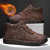 Otoño e invierno 2024 comercio exterior transfronterizo talla grande de caña alta de algodón para hombre suelas cosidas a mano zapatos cálidos de ocio para exteriores