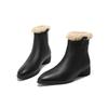 Textura de piel de oveja llena de terciopelo grueso nieve botas Chelsea 2024 tacón grueso cuero cálido piel botas cortas para mujer