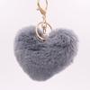 Llavero de Peluche con Forma de Corazón Rojo de Moda para Pareja, Colgante de Bola de Pelo de Conejo Sintético para Bolso, Accesorio para Coche al por Mayor