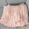 Conjunto de Pijama de Algodón Nube de Otoño Dulce de Manga Larga y Pantalón Largo para Mujer con Almohadillas en el Pecho, Cárdigan, Ropa de Casa de Encaje, Venta al por Mayor Transfronteriza