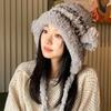 Sombrero Relleno de Viaje de Sichuan para Mujer Otoño e Invierno Cálido Peludo Protección para los Oídos Sombrero Cortavientos Sombrero de Lana Lindo Sombrero Lei Feng
