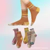 Calcetines Retro de Dos Rayas de Moda para Mujer hasta la Pantorrilla para Primavera y Otoño, Empacados Individualmente, Calcetines de Rayas con Bloques de Color Simples Fabricante
