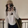 Jersey de algodón combinable con todo, cuello redondo, camiseta de manga larga para mujer, otoño nuevo, top ajustado con curvas irregulares, moda