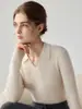 Suéter de estilo minimalista con cuello polo 100% cachemira para mujer, manga larga, corte ajustado, tejido de canalé, capa base, nuevo modelo otoño/invierno 2026