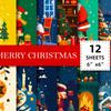 12 hojas/paquete de nuevos productos transfronterizos tema navideño papel de material tarjeta ventilación graffiti corte DIY decoración papel de material