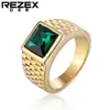 R0101-NK03 joyería de comercio exterior al por mayor ebay nuevo europeo y americano simple dorado gema anillo de acero de titanio para hombres y mujeres