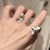 Anel Borboleta Bamang Star com Fio de Desenho para Mulheres Microincrustado Empilhável Estilo Doce Cool Personalidade Spice Girl Anel Aberto Ajustável