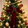 Enfeite de Natal 2026 Laço de Veludo Decorações de Árvore de Natal Sinos Pingentes Decoração de Cena Cabide de Porta