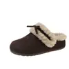 Pantuflas de Algodón Gruesas con Lazo para Mujer, Moda Invierno 2026, Medias Pantuflas Cerradas Simples y Versátiles de Piel Sintética Gruesa