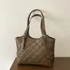 Bolsa Tote Pequena Xiaomi Estilosa com Padrão de Diamante Simples para Mulheres Outono 2026 Nova Bolsa Leve de Luxo de Ombro Único para Passeio, Trabalho, Bolsa de Mão