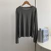Camiseta Interior de Tencel Suave y Corto con Mangas Largas Otoño Nueva Ajustada con Efecto Adelgazante