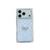 Funda para Teléfono con Forma de Corazón de Diamante Brillante Estilo Coreano con Lazo 3D para Apple 17 Pro Max Adecuada para 16 Pro Funda Suave 15 Pro 17