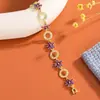Pulsera de Flor de Circonia Multicolor de Venta Caliente Transfronteriza, Exquisita para Niñas, Círculo de Flor de Amazon, Estilo de Nicho de Lujo Ligero para Mujeres