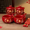 Juego de Tazas de Té Gaiwan Rojas, Utensilios de Té, Caja de Regalo de Boda, Artículos de Dote