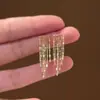 Brincos de Franja Metálica Estilo Retrô Francês Agulha de Prata, Design Moderno, Brincos de Nicho, Luxo Leve, Brincos de Alta Qualidade Atacado