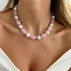 Pulseiras europeias e americanas, vários estilos de correntes para clavícula, colares Ancla vermelhos estilo coreano de acrílico com imitação de pérola atacado
