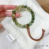 Pulseira de Raiz de Bodhi Verde Flutuante com Estilo Chinês Inspirado no Zen, Rosário de Mão de Círculo Duplo Nicho