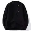 Suéter de Punto con Diseño de Botones para Hombre, Cuello Alto Medio, Color Sólido, Chaqueta de Otoño Invierno, Camisa Base, Tendencia, Venta al por Mayor Transfronteriza de Comercio Exterior