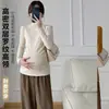 En stock Camiseta Base para Mujeres Embarazadas Otoño e Invierno Cuello Alto de Manga Larga Top de Alta Elasticidad talla extra Camiseta Base de Punto Versátil