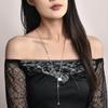Suministro directo de fábrica collar de perlas de acero de titanio para mujer colgante de perla elegante y moderno cadena para suéter de otoño e invierno
