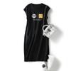 Vestido Camiseta Holgado Estampado de Verano Talla Grande Bolsillo Falda Vestido de Hada de Longitud Media Top de Manga Corta Estampado de Dibujos Animados