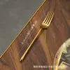 Acero Inoxidable 304 Mango de Torno Forma de Gota de Agua Cuchillo, Tenedor, Cuchara Chapado en Oro Juego de Cubiertos Occidentales Cuchara de Hotel Juego de 7 Piezas para Filete