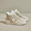2026 Inverno Novo Estilo Ins Estilo Coreano Forrado com Lã Sapatos de Cano Alto Brancos para Estudantes do Sexo Feminino Sapatos Casuais de Cano Alto Quentes Kt12261-1