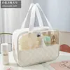 Bolsa de Maquiagem Xadrez de PVC à Prova d'Água de Alta Qualidade, Bolsa de Higiene Pessoal Portátil de Grande Capacidade para Viagem, Bolsa de Armazenamento de Mão Estilo Ins
