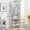 Perchero de esquina para dormitorio, solución de almacenamiento multifuncional de pie para dormitorio, estante elegante, estable y que ahorra espacio