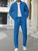 Llegada Nueva 2026 Conjunto de Chaqueta para Hombre Cardigan de Punto Waffle Otoño con Cremallera y Solapa Ajustado