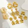 Pendientes Europeos y Americanos de Acero Inoxidable, Lujo Accesible Pendientes Sencillos de Flor Metálica Francesa, Textura Asimétrica, Pendientes Grandes Exagerados