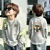 Camiseta de Manga Larga Elegante Estilo Coreano de Punto Waffle para Niños, Nueva Moda de Primavera y Otoño, Camisa Básica Casual Dos en Uno para Niños Mayores