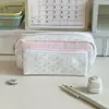 Estuche de Lunares con Alas, Estilo Alto Ins-Tendencia Gran Capacidad Portátil Bolsa de Almacenamiento para Papelería para Estudiantes Mujeres, Estuche para Lápices