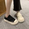 Zapatos de Lona con Velcro de Doble Uso, Lindos y Originales para Mujer, Nuevo Estilo Chic de Verano de Nicho con Punta en Forma de Mango, Zapatos Blancos Slip-On de Suela Gruesa