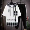 Moletom com Capuz Masculino 2026 Nova Moda Primavera e Verão Marca Casual Conjunto Falso de Duas Peças para Homens