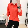 Camisa Branca Feminina Estilo Coreano Slim Fit Manga Longa Base Multicolorida Roupa de Negócios plus size Roupa de Trabalho Vestido Estudante